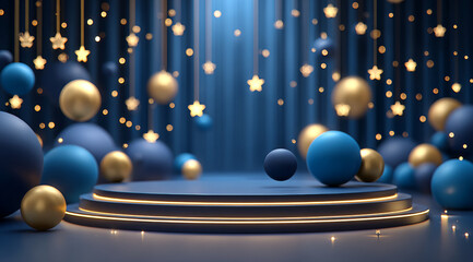 Blue and gold balloon booth background