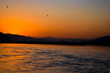 Sunset time in the village 