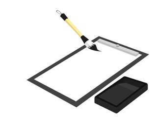 筆で半紙に描き始めるイラスト / Writing Calligraphy on Paper Illustration