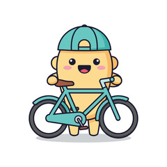 Obraz premium Adorable Cartoon Bear Riding a Bicycle Illustration