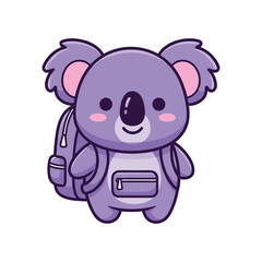 Fototapeta premium Cute Cartoon Koala with Backpack Vector Illustration