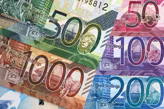 Closeup of Kenyan shilling a business background