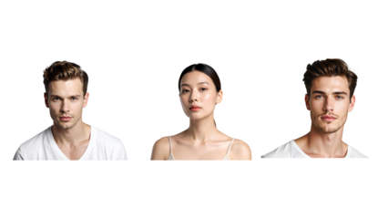 Natural Beauty Portrait in Soft Grey Studio, Calm Expression, Minimal Style