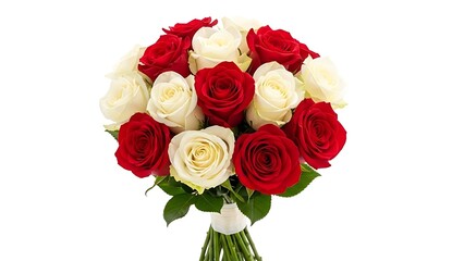 Obraz premium A beautiful bouquet of red and white roses on a white background