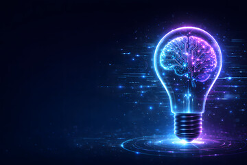 technology light bulb on dark background
