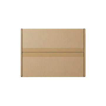 Top view of brown cardboard mailing box isolated on white background for shipping and logistics mockup