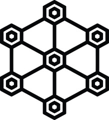 Abstract geometric pattern constructed from interconnected hexagonal shapes forming a network structure.