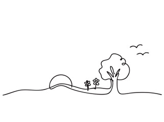 Doodles Farm landscape abstract sketch, tree