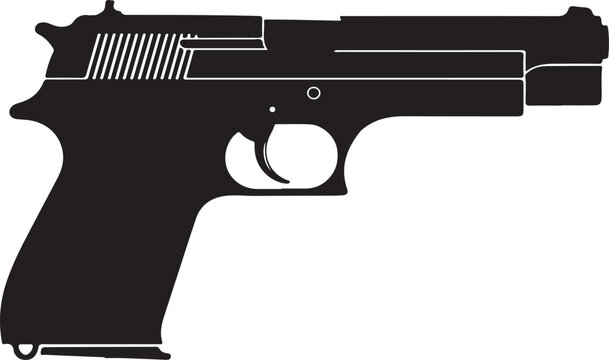 Black semi automatic pistol silhouette handgun