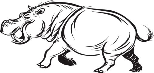 Black Hippo Painted in Expressive Brushstroke