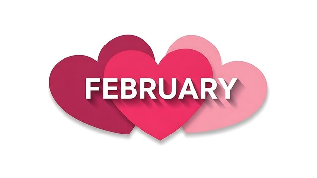 February month celebration with hearts and love