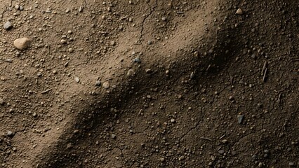 Natural brown soil and gravel ground texture with dry cracks