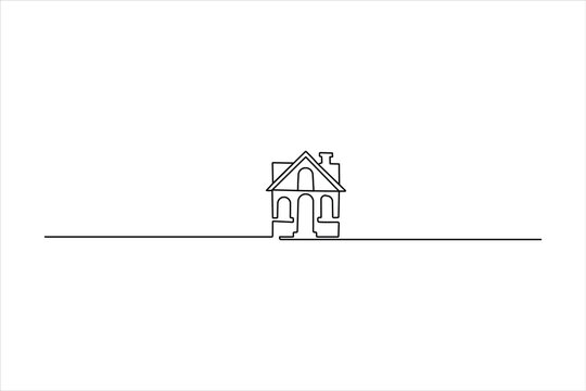 A minimalist one-line art illustration of a classic house outline, representing home, real estate, and modern architectural design on a clean background. - Powered by Adobe