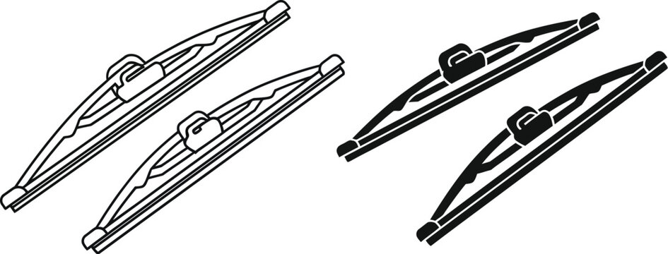 Windshield wiper blade icon set, vector illustration. 