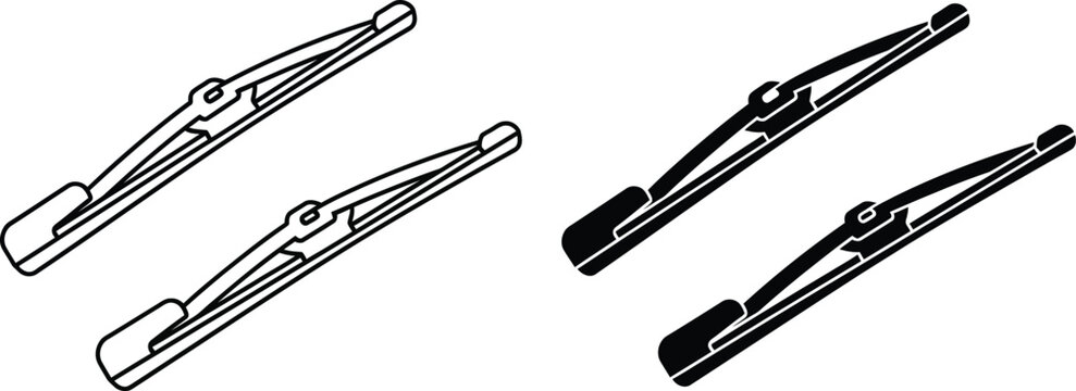 Windshield wiper blade icon set, vector illustration. 