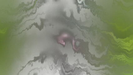 Abstract green and white swirls with pink and blue accents