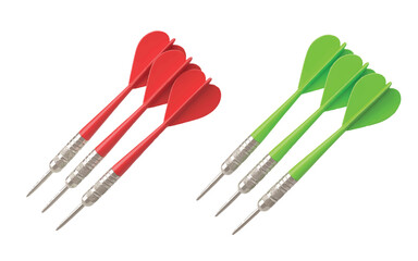 red and green darts side by side on white background