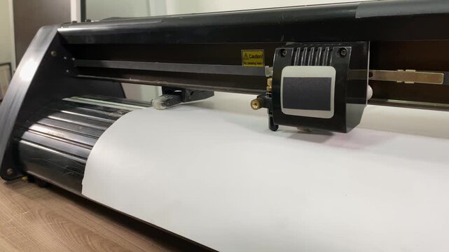 Paper plotter. Flatbed cutting plotter. slow motion. High quality 4k footage