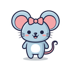 Fototapeta premium Adorable Cartoon Mouse with Pink Bow Illustration