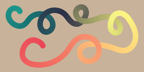 Obraz premium Abstract curvy line art with soft gradient colors on light background