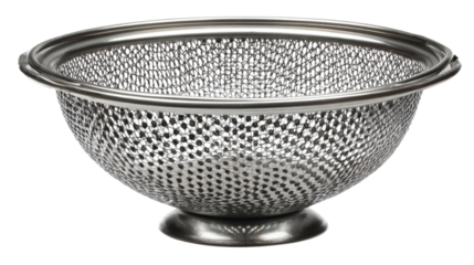 Kitchen strainer metal mesh isolated on a white background. 