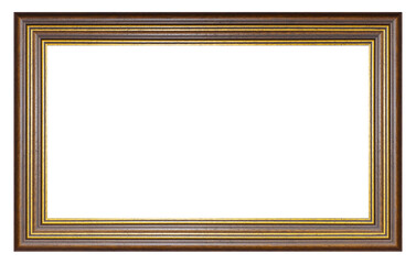 Old style vintage golden and brown frame isolated on a white background
