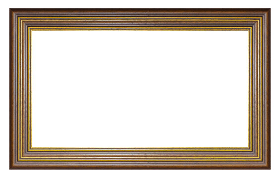 Old style vintage golden and brown frame isolated on a white background