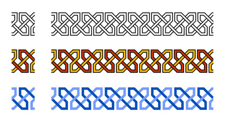 Irish Celtic Knot Style Decorative Frame Border Vector Illustration Set