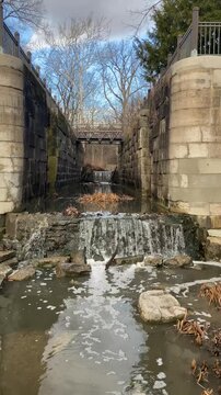 Side Cut Metropark canal lock waterfall