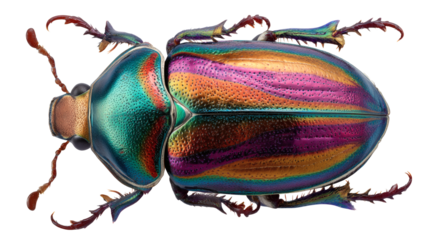 Exotic desert beetle with iridescent shell isolated on a white background