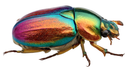 Exotic desert beetle with iridescent shell isolated on a white background
