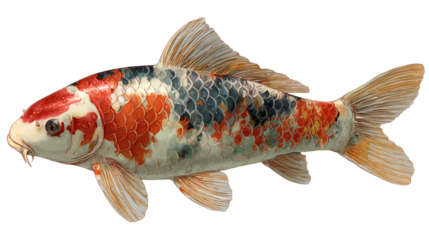 Koi fish isolated on a white background.