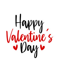 Happy Valentine&rsquo;s Day typography text on plain white transparent isolated background for card, shirt, hoodie, sweatshirt, apparel, tag, mug, icon, poster or badge