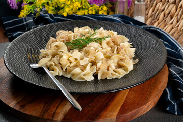 Pasta with sauerkraut.