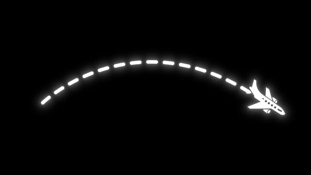 Airplane route path animation. The plane hovered on the dotted line. Travel around the world