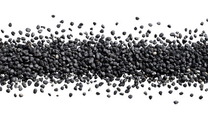 Black seeds in a horizontal stream