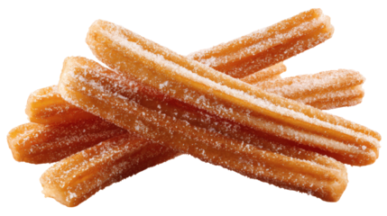 Churros with sugar isolated on a white background