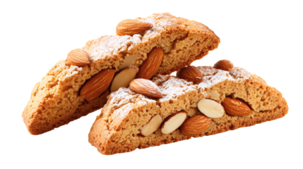 Almond biscotti isolated on a white background.
