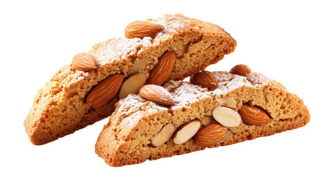 Almond biscotti isolated on a white background.