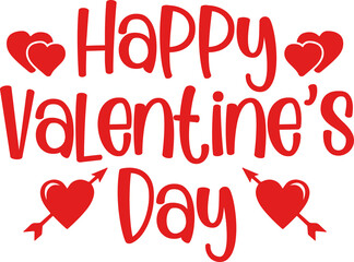 Happy Valentine&rsquo;s Day typography text on plain white transparent isolated background for card, shirt, hoodie, sweatshirt, apparel, tag, mug, icon, poster or badge