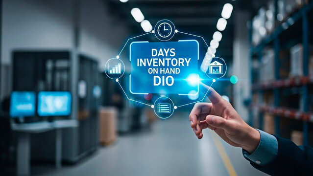 A person interacting with inventory management technology in a warehouse setting - Powered by Adobe