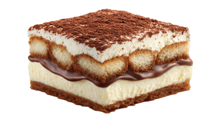 Tiramisu Italian dessert isolated on a white background.