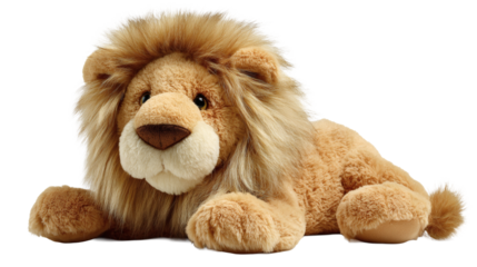 Lion plush toy isolated on a white background.