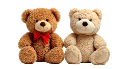 Bear couple plush toys isolated on a white background