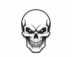 Obraz premium Black and White Skull Illustration Angry Face.
