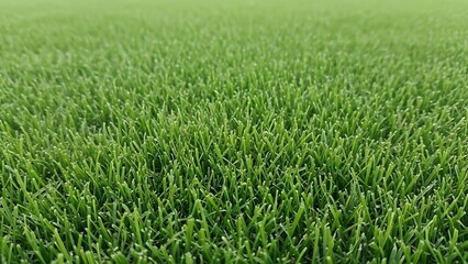 Obraz premium Lush green grass field with vibrant blades of grass in a serene landscape