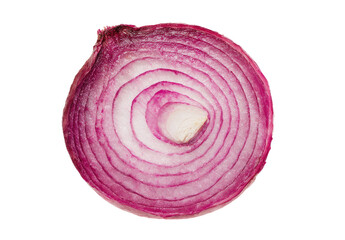 Close-up cross-section of a red onion, revealing concentric layers