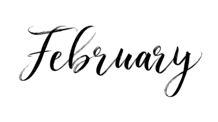 "February"minimal aesthetic, isolated on a white background