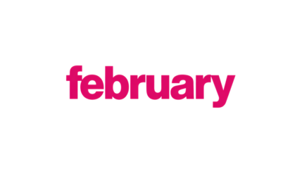 
Minimal lowercase typography "february" with modern editorial style, isolated on a white background