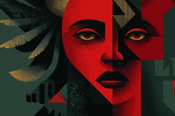 A vibrant illustration of a woman celebrating Black History Month